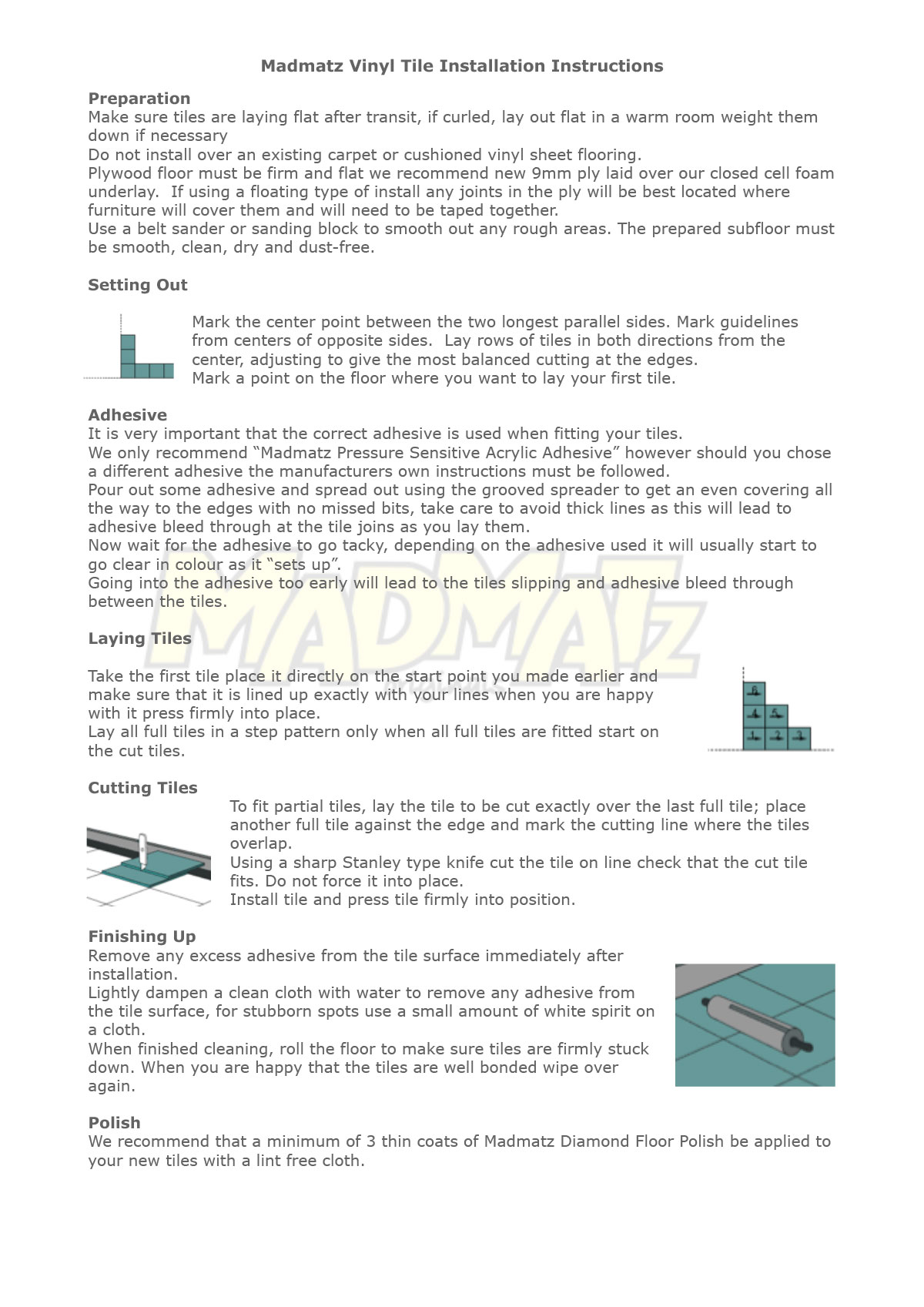 Vinyl tile fitting guide for camper van flooring